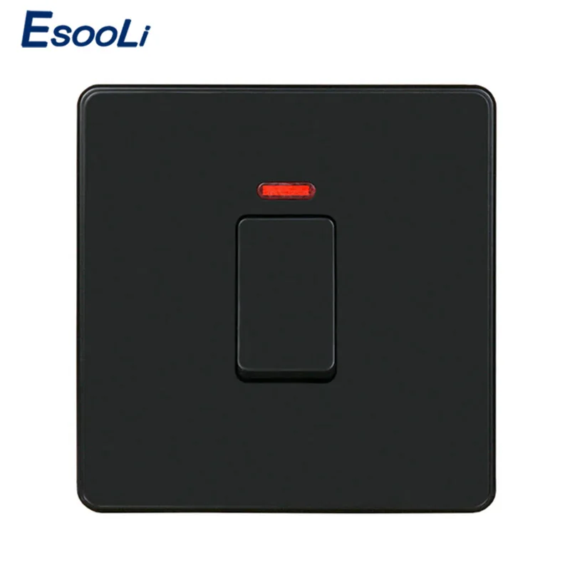 Esooli UK standard 20A/45A переключатель водонагревателя с неоновым светодиодный индикатор двухполюсный выключатель питания AC Air cooker переключатель - Цвет: 20A Black