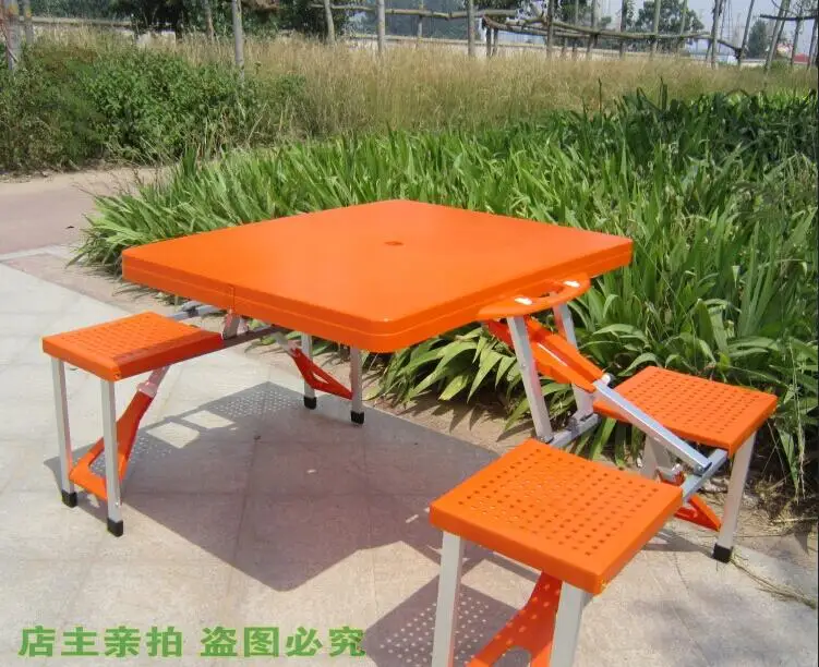 Whole set Outdoor Folding portable camping dining table Beach Tables with umbrella+base
