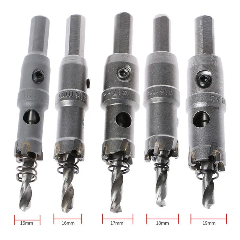 5Pcs Tungsten Steel Tip Drills Boring Bit Hole Saw Set Metal 15/16/17