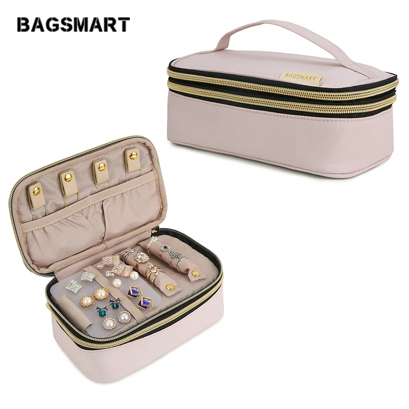 BAGSMART маленький дорожный органайзер для бижутерии коробка двухслойная сумка