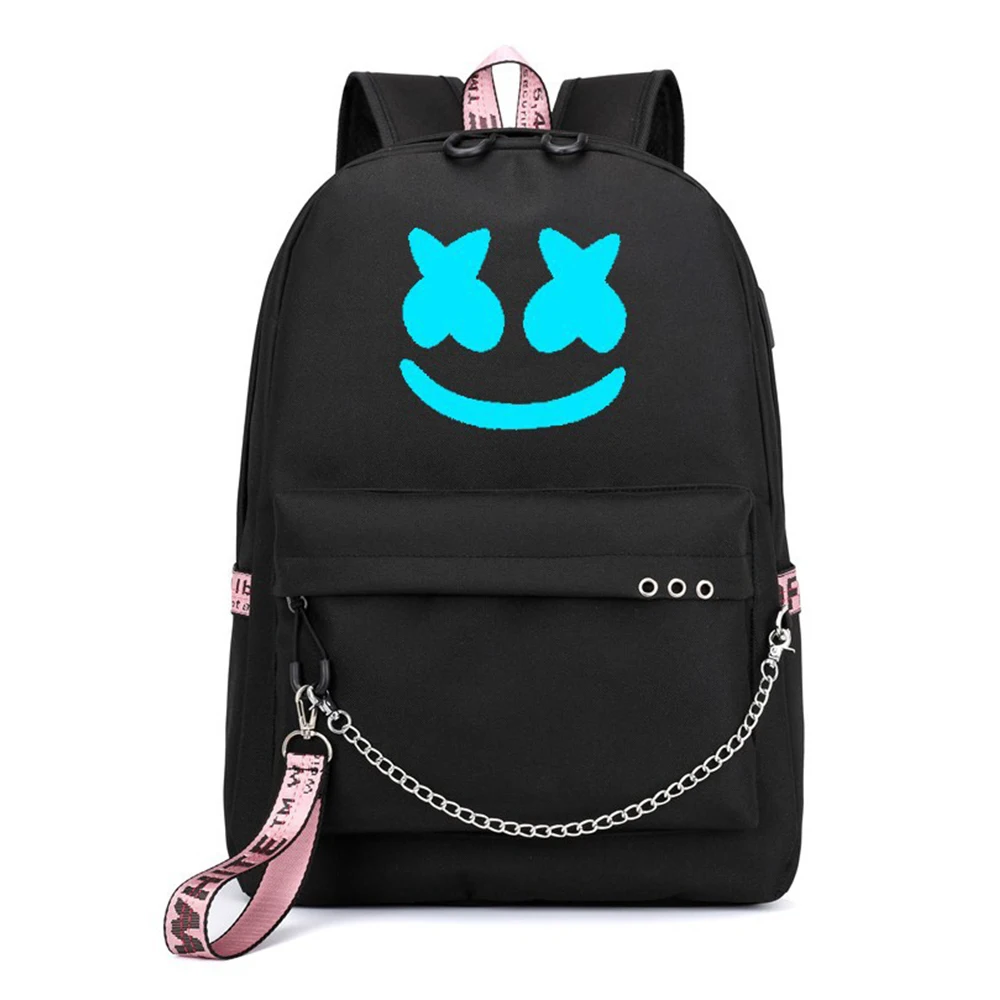 

Women girls DJ Backpack Luminous Cosplay Chris Comstock Doctom Backpack USB Charging Port Unisex Fashion Travel Laptop Backpack