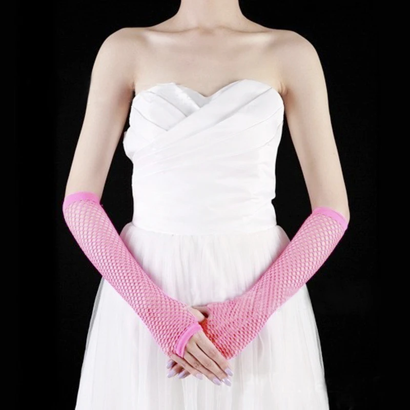 sexy women long gloves 10 Colours sheer mesh Fingerless Gloves