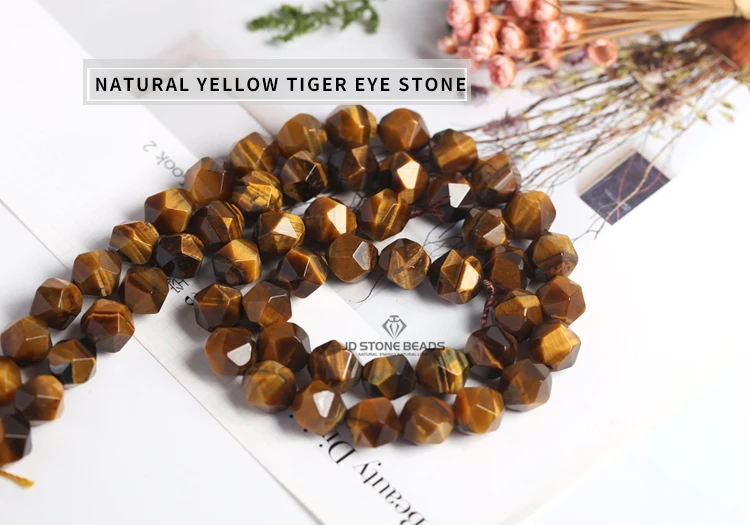 6mm~12mm Natural Tiger eye stone Diamond Cutting Faceted Stone Round Loose Beads bracelet can DIY JD Stone beads free shipping