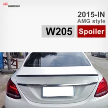 Mercedes W205 Углеродного Волокна Спойлер Багажника Крыло Автомобиля для Benz 2015 + C180 C200 C220 C300 C250 AMG Стиль Черный