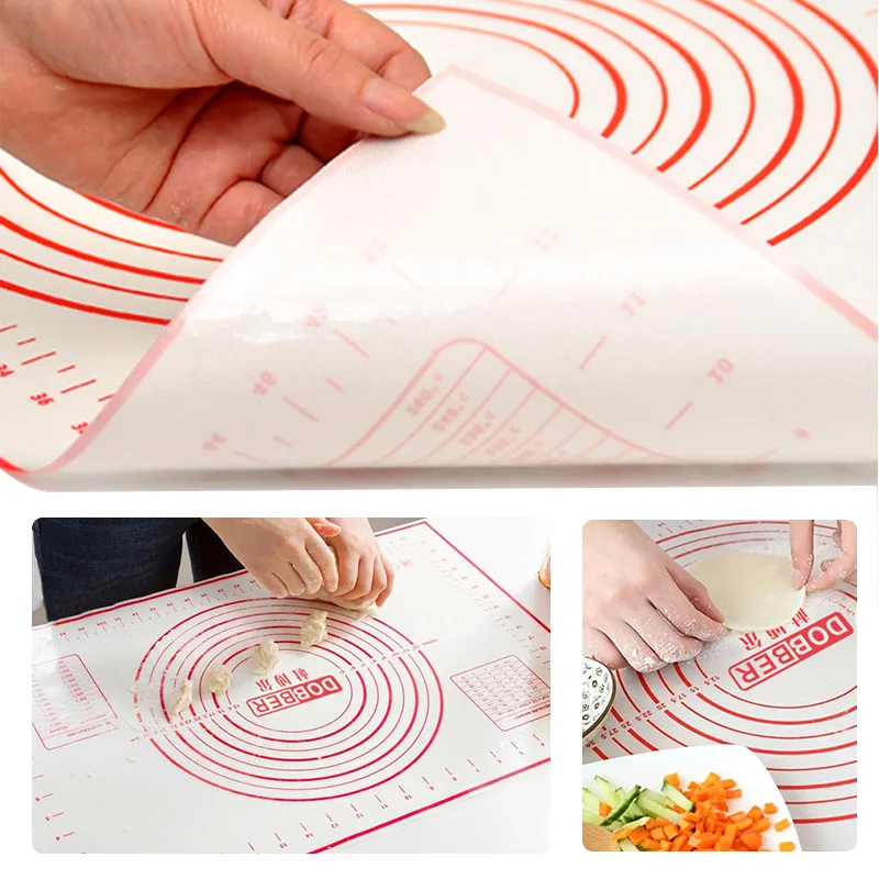 

60x40CM Non-Stick Silicone Rolling Dough Baking Mat Cutting Pizza Dough Fondant Cake Pastry Tools Fibreglass Liners Pad Bakeware
