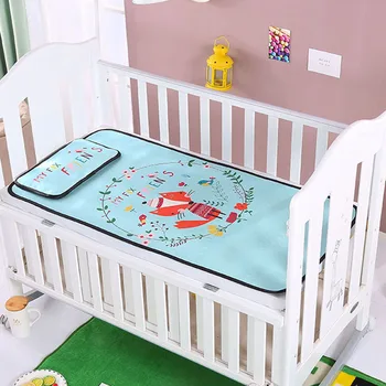 

Summer Mat kits Child floding mat 0-5 years baby sleeping mat kids bed blue green flat sheet flower fox bed linens pillow 2pcs