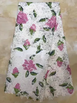 

New Design African Lace Fabrics,2019 High Quality Guipure lace fabric pink Color Cord Lace for Nigerian Wedding Dress Fabric