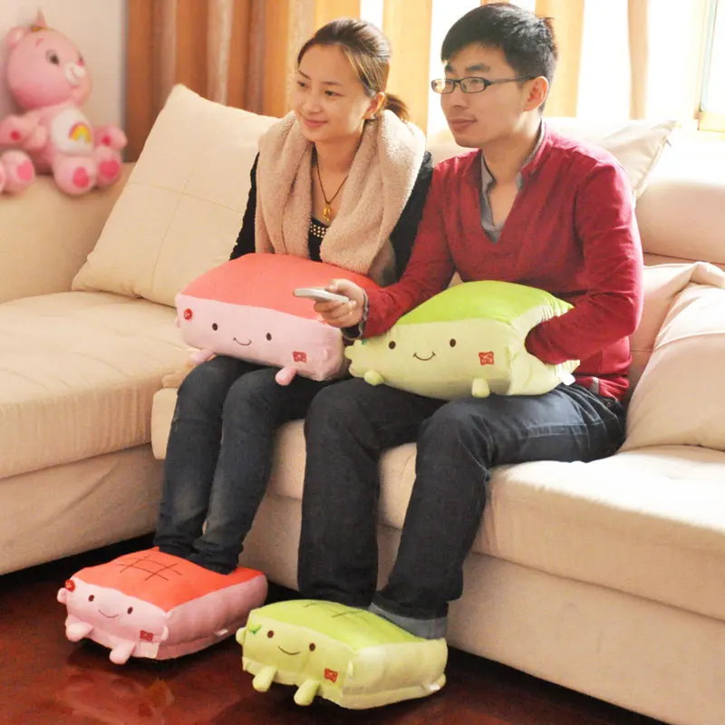 

Candice guo plush toy stuffed doll dofu Bean curd style pillow cushion hand warmer foot warm office rest sleeping baby gift 1pc