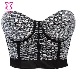 Смола Gem Studded bustier Push Up Bra Top Нижнее Бельё для девочек Для женщин бюстгальтер без косточек Бурлеск корсаж soutien ущелье клуб Бюстгальтеры для