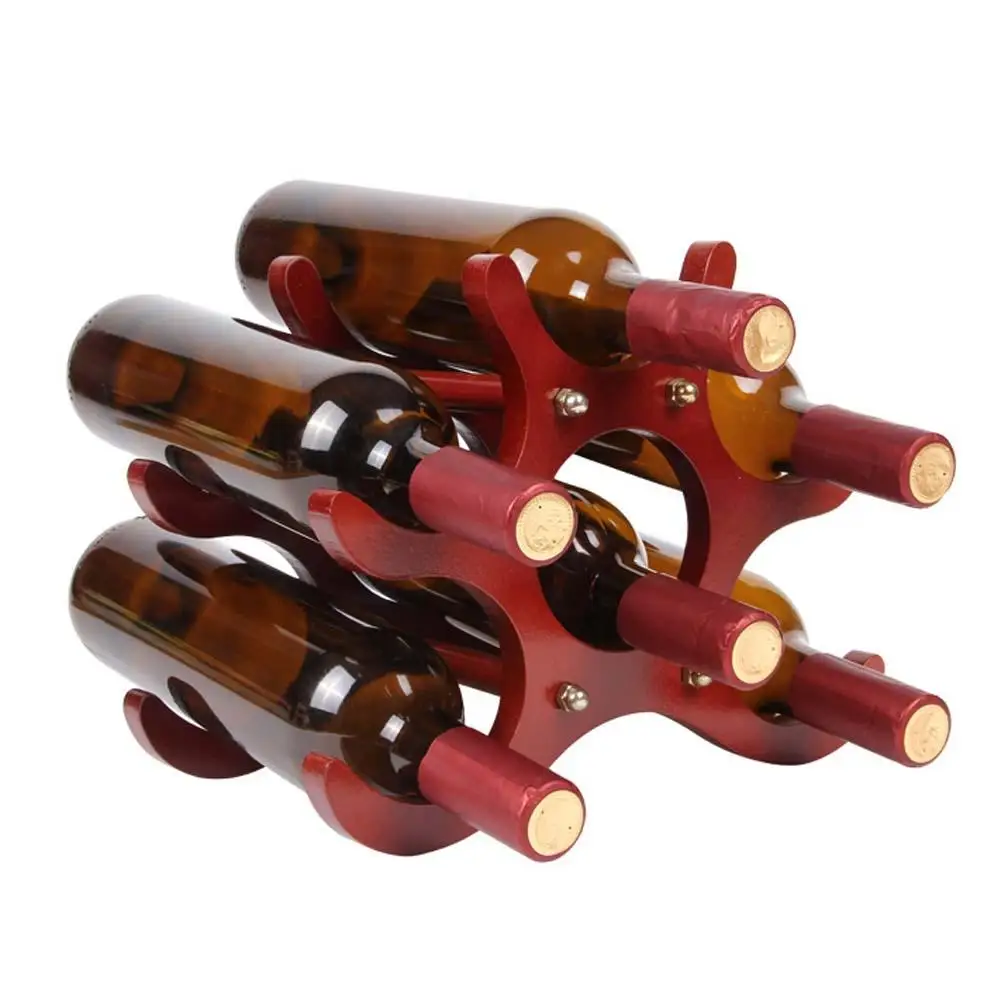 European Style Solid Wood Wine Rack Decoration Living Room 6 Bottle