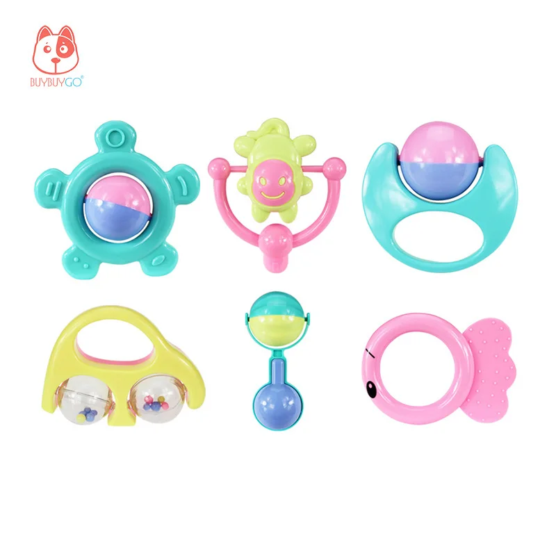 BUYBUYGO Baby Hand Rattle Toys 6 Pieces Early Childhood Education Grasp