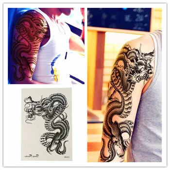 

3D Black Dragon Body Art Removable Waterproof Temporary Paste for Health Care Supplies