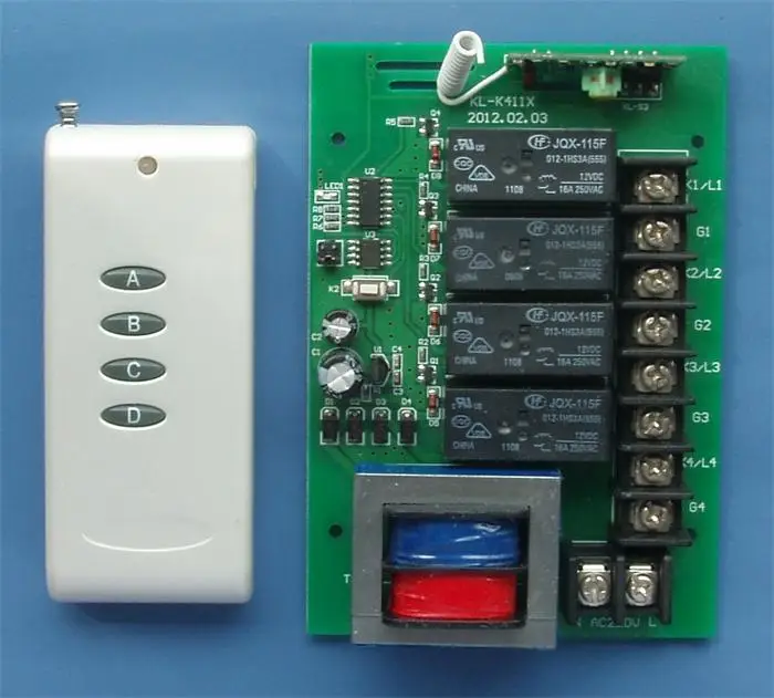 4 CH AC220V 10A rf home automation remote control switch 315mhz 433MHZ