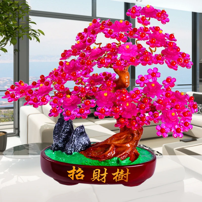 

Acrylic Crystal Beaded Miniature Tree Figurines Fairy Garden Decoration Miniature Feng Shui Art Sculpture Home Decor Accessories