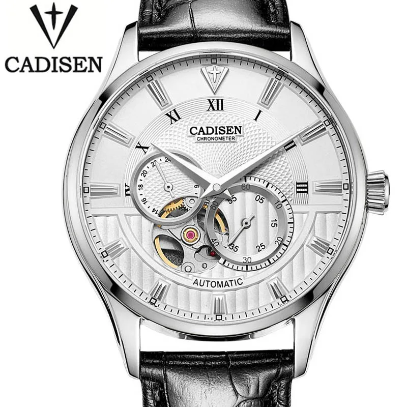 

Automatic Mechanical Watch Men Top Luxury Brand Watch CADISEN Leather Strap Watch Waterproof Relogio Masculino Clock Men Relojes