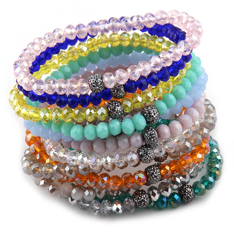Браслеты из многослойного стекла 6 мм 10 шт. разные цвета/партия|glass bracelet|energy