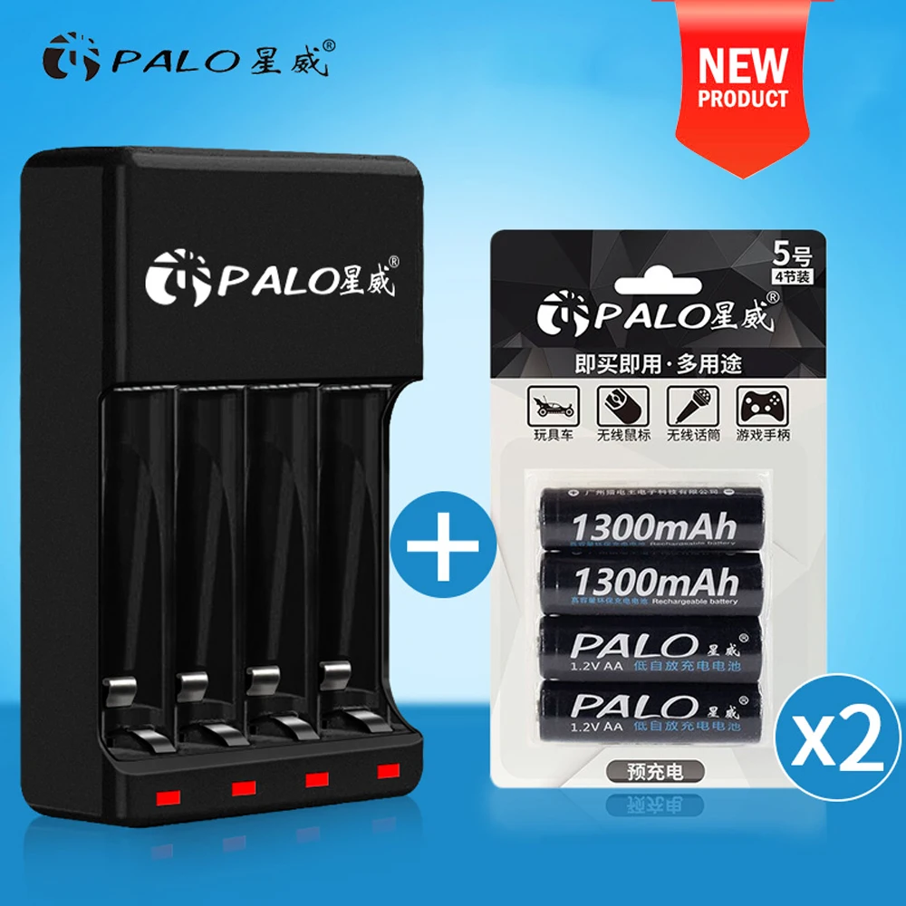 PALO AA rechargeable battery 1.2V AA1300mAh Ni-MH Pre-charged Rechargeable Battery 2A Baterias for Camera toy PALO AA rechargeable battery 1.2V AA1300mAh Ni-MH Pre-charged Rechargeable Battery 2A Baterias for Camera toy