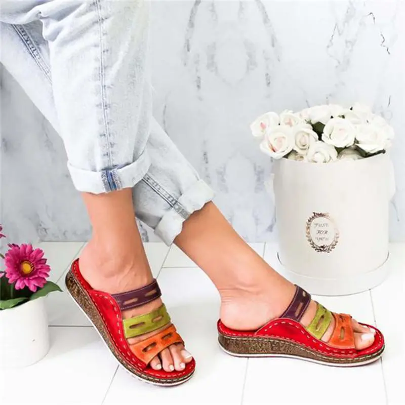 New Summer Women Sandals Stitching Sandals Ladies Open Toe Casual Shoes Platform Wedge Slides Beach Woman Shoe