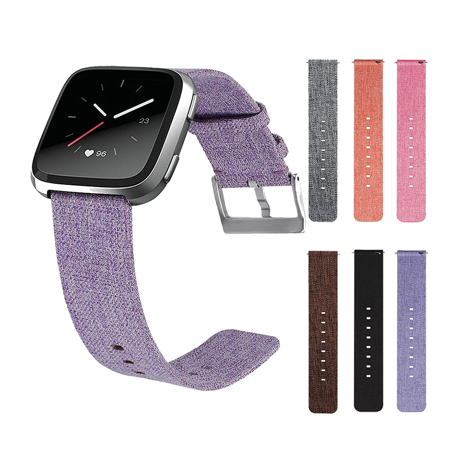 Canvas Watchband Strap With Buckle Connector For Fitbit versa Smartwatch Watch Band Wrist Bracelet Factory Price Drop Shipping |