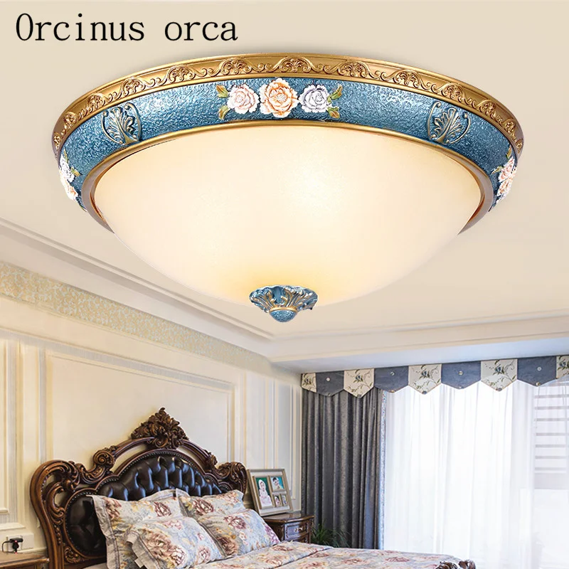 European simplified antique ceiling lamp dome Room Restaurant bedroom balcony American Creative carving glass ceiling light European simplified antique ceiling lamp dome Room Restaurant bedroom balcony American Creative carving glass ceiling light