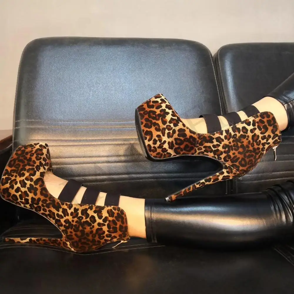 LAIGZEM SUPER Women Heels Evening Party Club Pumps Back Zipper Leopard High Heels Shoes Woman Tacones Mujer Large Size 34-52 (4)