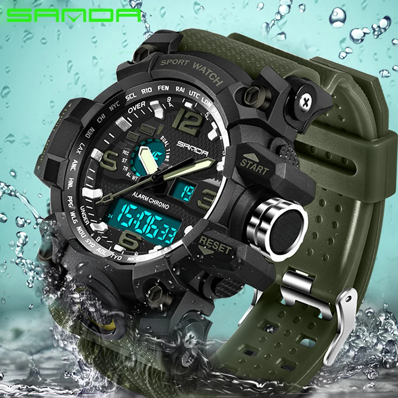 2017 New Shock Men Sports Watch Military Army Analog Digital LED Electronic Quartz Wristwatches 50M Waterproof relogio masculino