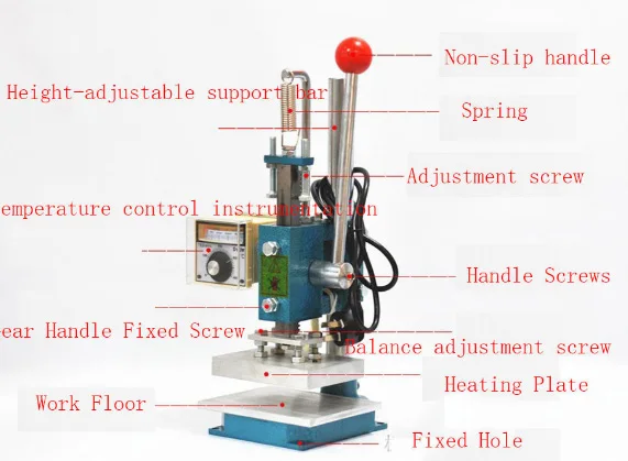 Details about   150W 220V 400℃ 5x7cm Hot Foil Stamping Machine Manual Marking Embossing Machine 