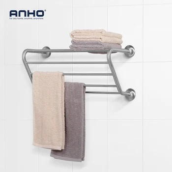 

Stainless Steel Towel Rack Bathroom Wall Mounted Bathrobes Bath Towel Six Racks Bathroom Towel Shelf Storage Accessories