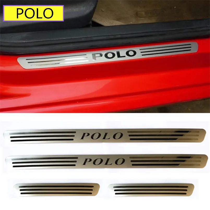 

Stainless steel Car Scuff Plate/Door Sill Protector Sticker Car Styling For Skoda for Volkswagen Golf POLO RAPID 4pcs per set