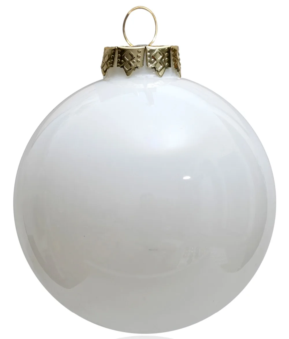 Promotion - Home Event Party Bauble Ornaments Christmas Xmas Glass Decoration 80mm White Ball Ornament- Shiny, 5/Pack