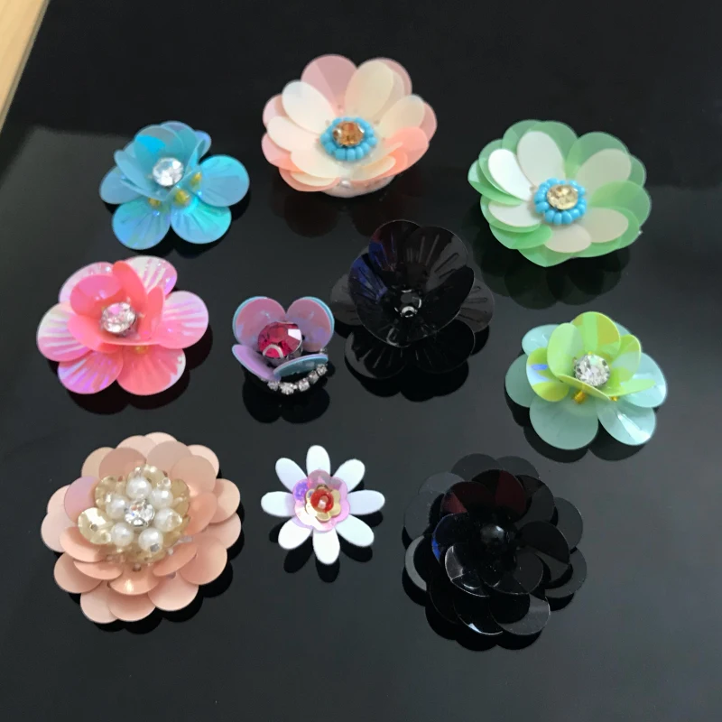 3 beaded flowers patch