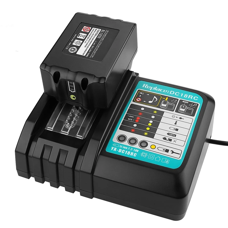 Литий-ионное зарядное устройство 3A зарядный ток для Makita 14,4 V 18 V Bl1830 Bl1430 Dc18Rc Dc18Ra Электроинструмент Dc18Rct зарядка Us Plug-