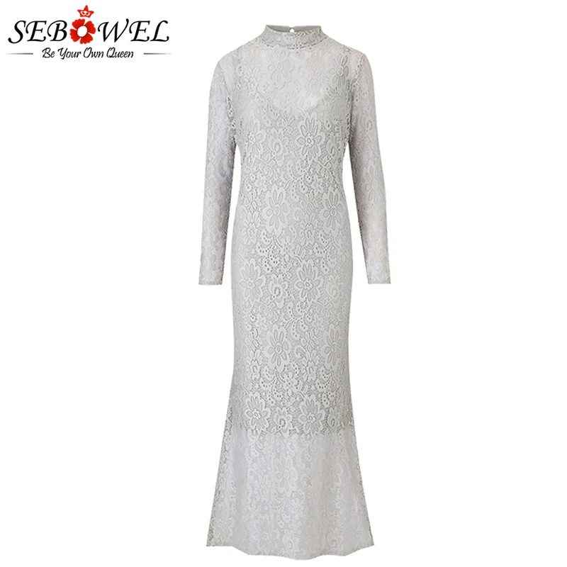 White-Plus-Size-High-Neck-Lace-Fishtail-Maxi-Dress-LC610971-1-4 