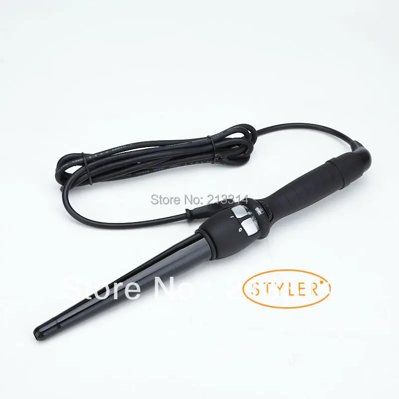 

Hot Selling High Quality 2.5M metre line LED Display Ceramic Hair Curling Iron Curl cone Black