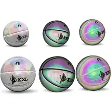 Голографический светоотражающий светящийся баскетбольный уличный резиновый баскетбольный мяч из полиуретановой резины светящийся ночной Радужный светильник