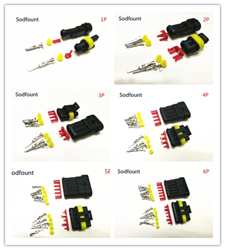 

5 sets Kit 1P 2P 3P 4P 5P 6P AMP 1.5 male and female Plug Automotive waterproof connectors Xenon lamp lamp connector for car