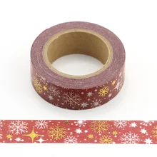 1PCS Silver and Gold Foil Festivals Snowflakes Decorative Masking Washi Tape DIY Diary Scrapbooking snowflakes on silver cove