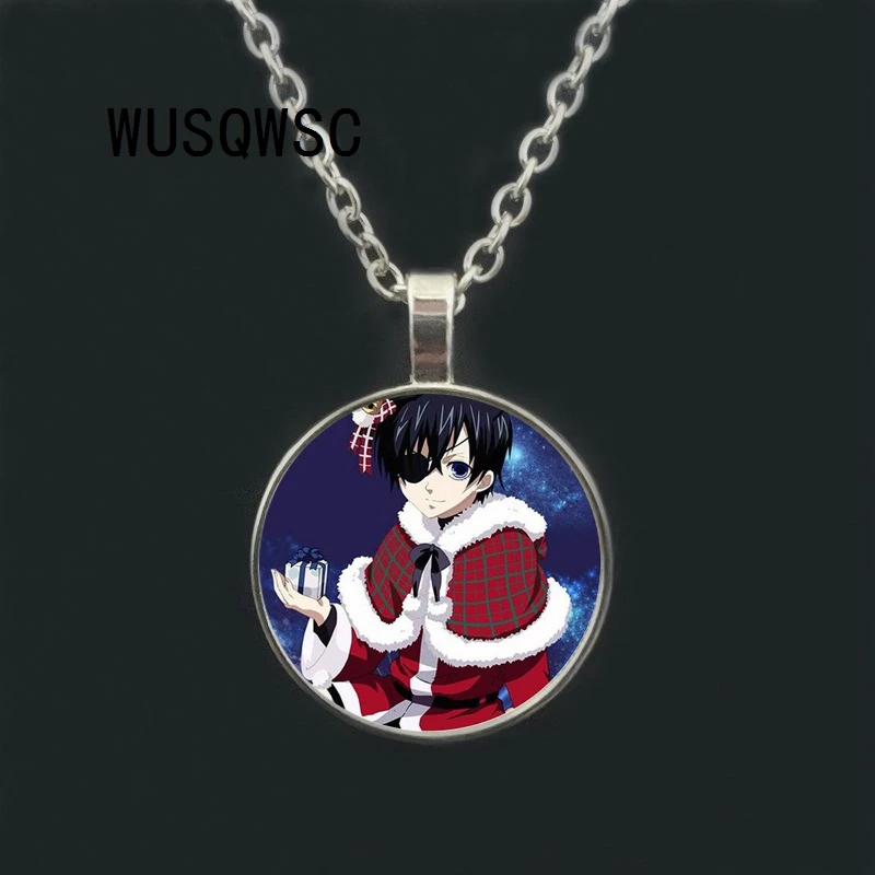 WUSQWSC Черный Дворецкий стеклянный кабошон для кулона ожерелье Kuroshitsuji Ciel Phantomhive