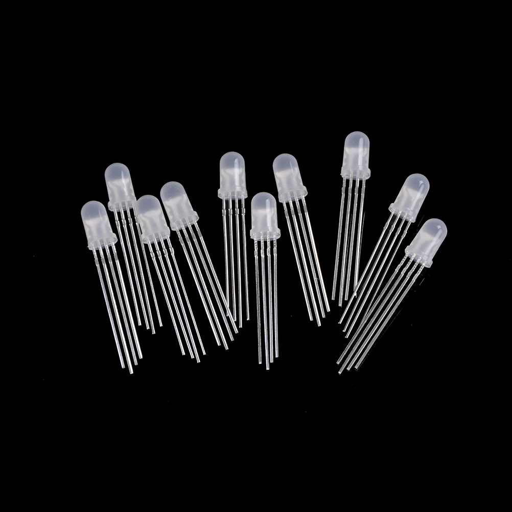 

10Pcs 4pin 5mm RGB Led Diode Light Lamp Tricolor Round Common Anode LED 5 mm Light Emitting Diode