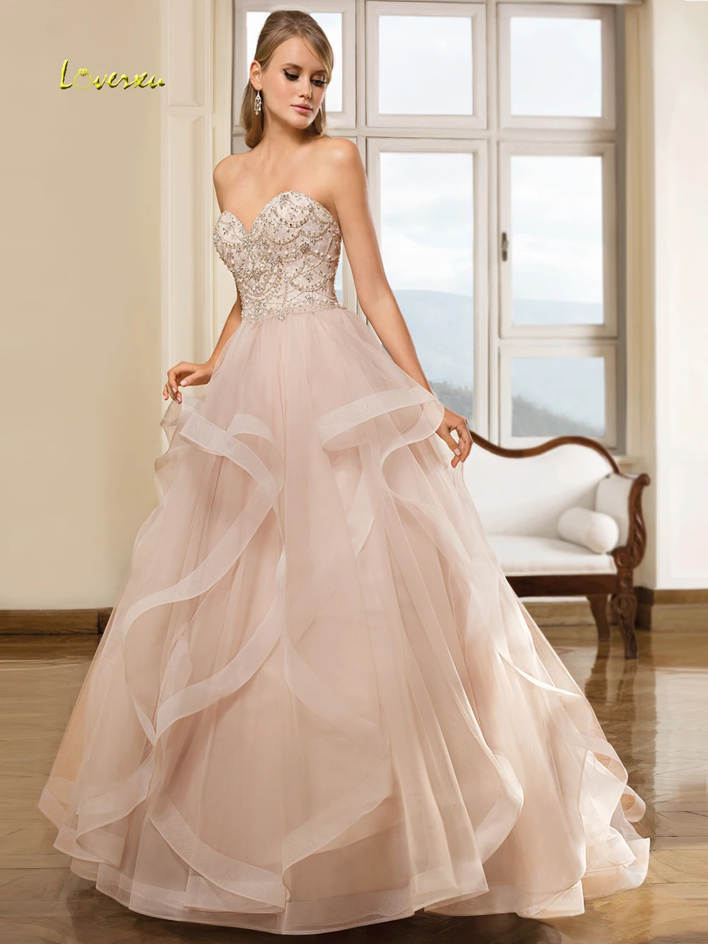 Loverxu Sweetheart Sleeveless A Line Wedding Dress Delicate Crystal Pearls Beading Bride Dress Organza Sweep Train Bridal Gown Loverxu Sweetheart Sleeveless A Line Wedding Dress Delicate Crystal Pearls Beading Bride Dress Organza Sweep Train Bridal Gown