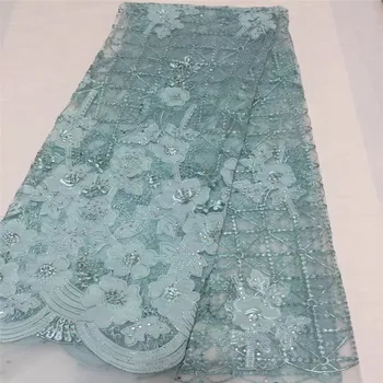 

New Designs African French Lace Fabric High Quality Nigeria French Net Lace 2018 With Stones and Beaded For Women GL86-1