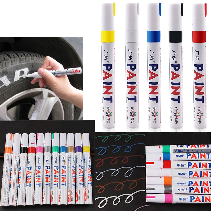 

Colorful Waterproof Car Wheel Tire Oily Mark Pen Auto Rubber Tyre Tread CD Metal Permanent Paint Marker Graffiti Marcador Caneta