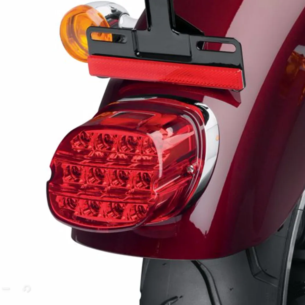 Motorcycle LED Light Smoke Tail Light 12v License Plate Rear Lamp For Dyna Super Wide Glide Low