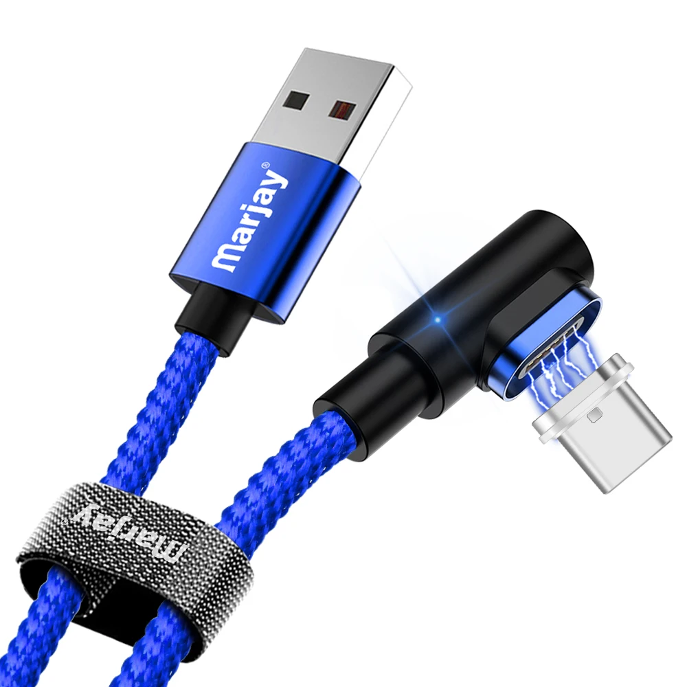 Marjay usb type C кабель 90 градусов 3A Быстрая зарядка type-C Магнитный кабель для samsung S8 S9 S10 Plus Xiaomi mi8 mi9 магнит USB-C