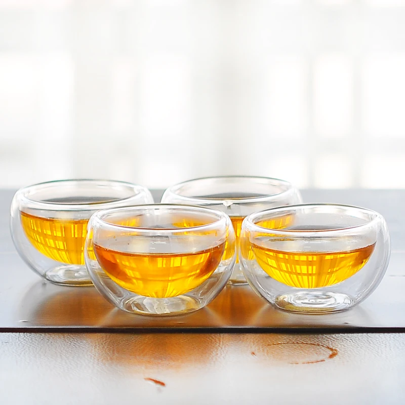 double walled glass tea cup 50ml*6pcs,Double Layer Glass Tea cup,pint glass cup