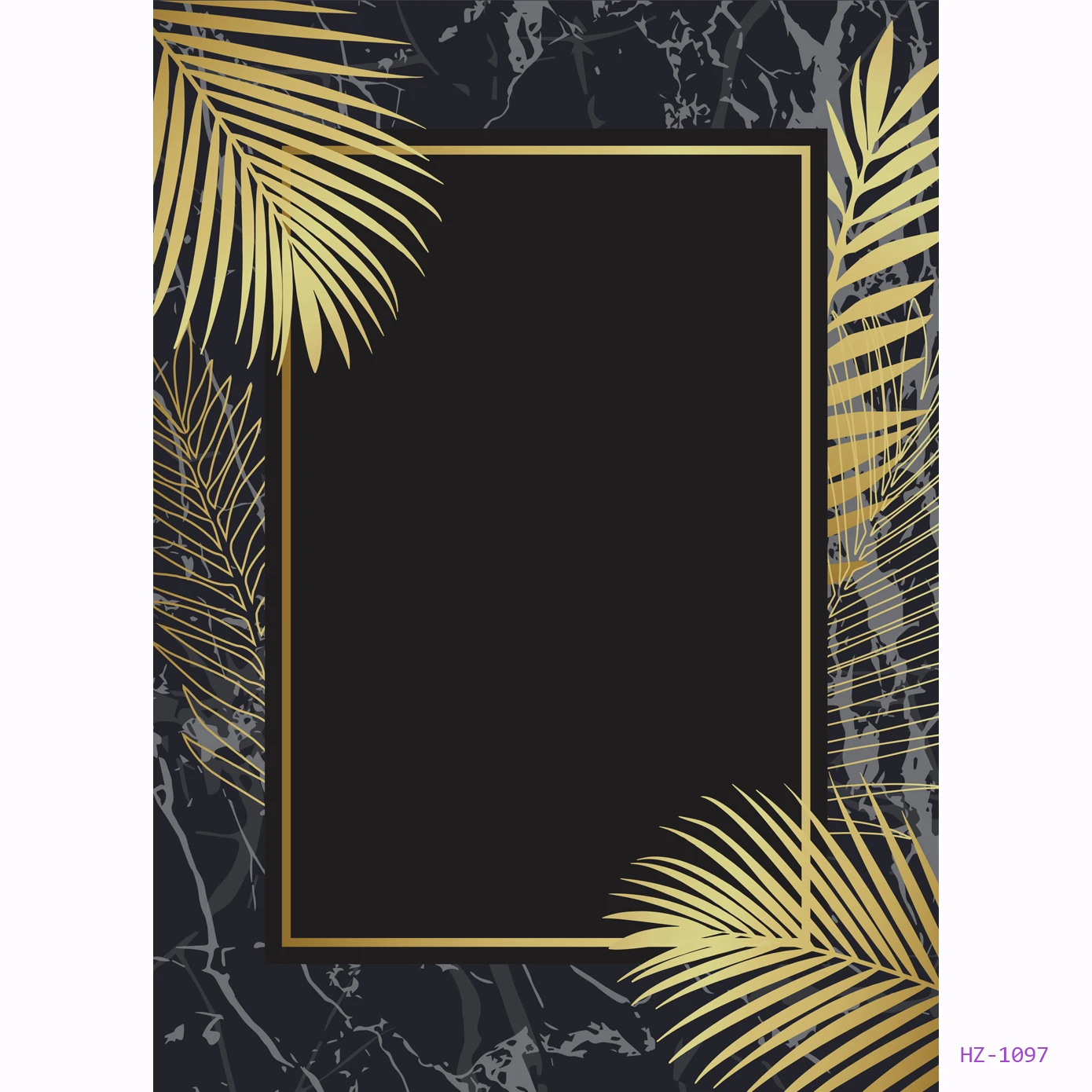black marble pattern texture backdrops with golden geometric polygonal frame Modern design for wedding invitation anniversary