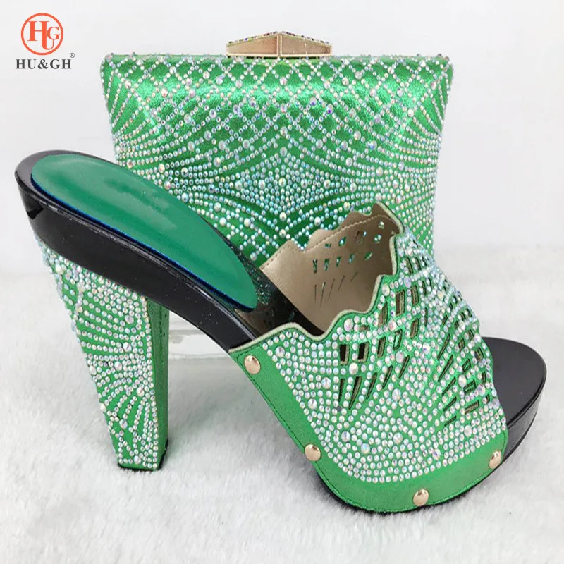 

New Wholesale Fashion African Women Shoes With Bag To Matched Newest Design Italian Party Wedding Shoes And Bag Set With Stones
