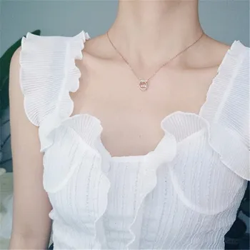 

LULU-PIG New Hot Selling 925 Silver Necklace Fashion Beautiful Beating Heart Necklace Woman 6M-14