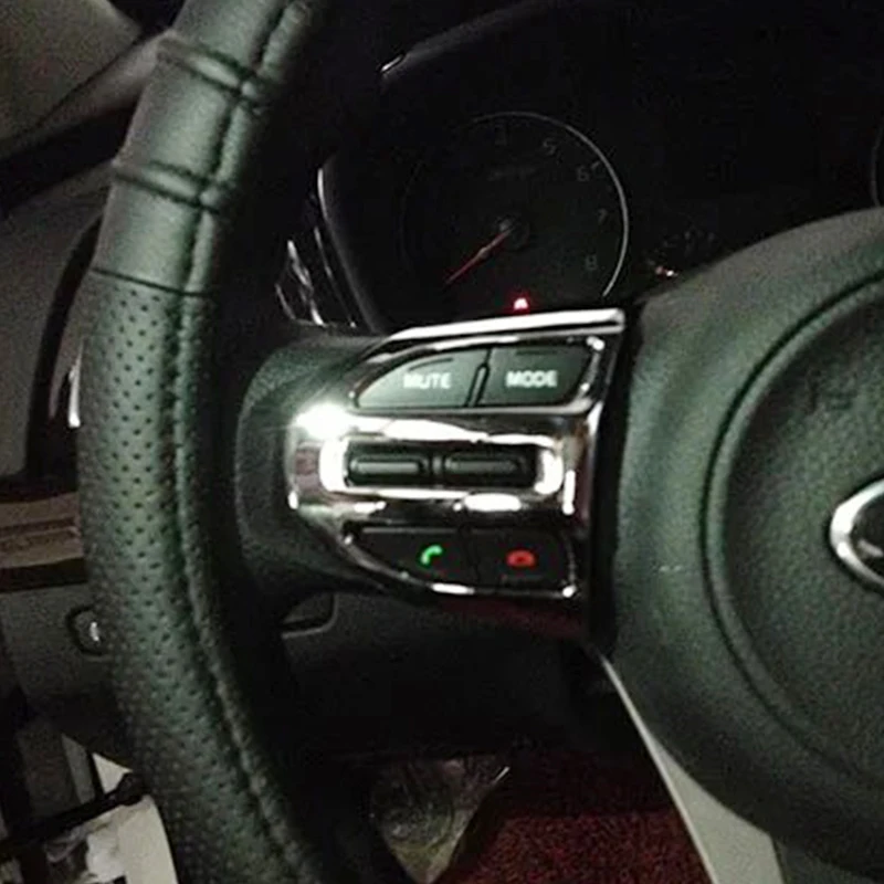 For-KIA-Stonic-2017-ABS-Chrome-Car-Steering-wheel-Button-frame-Cover-Trim-internal-auto-accessories