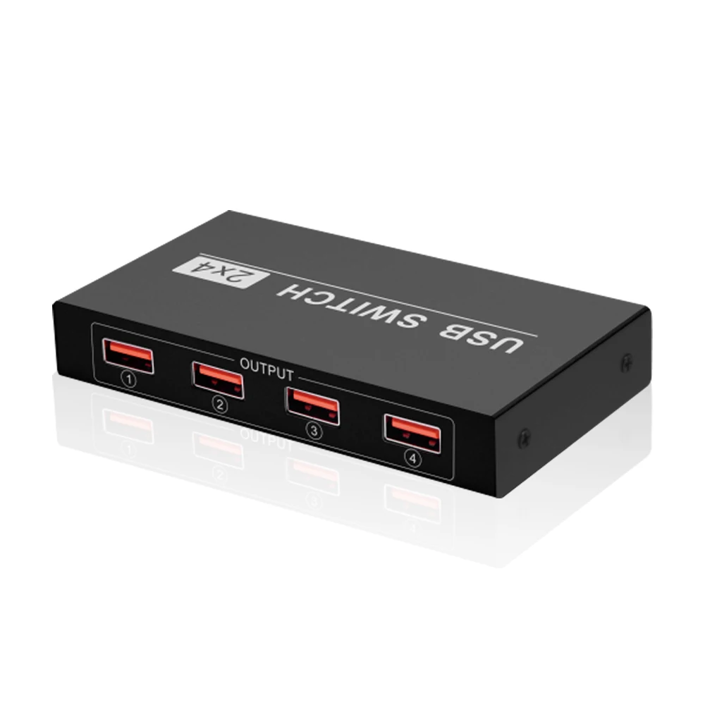 Kebidumei 2 в 4 USB 2,0 KVM коммутатор 4 порты вывода 1920*1440 переключатель сплиттер коробка для клавиатуры мышь монитор адаптер - Цвет: Black